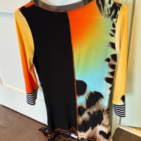 FRANK LYMAN long top/tunic sz US/CAN 4 multicolour animal print ruffled hem - Picture 8 of 15